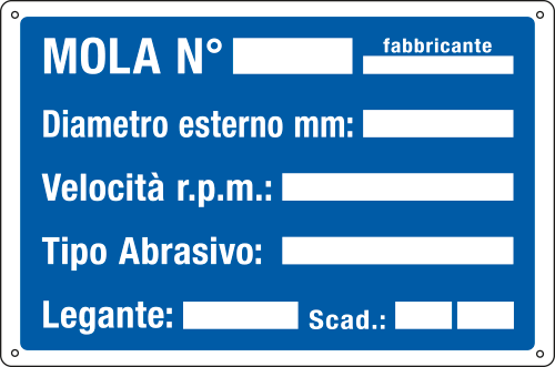 2627 - Cartello informazione Mola N.Diametro Velocità