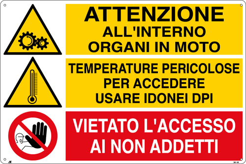 3540 - Cartello attenzione interno organi in moto