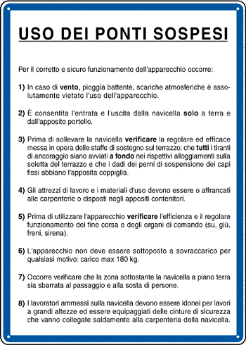 3629 - Cartello NORME USO PONTI SOSPESI