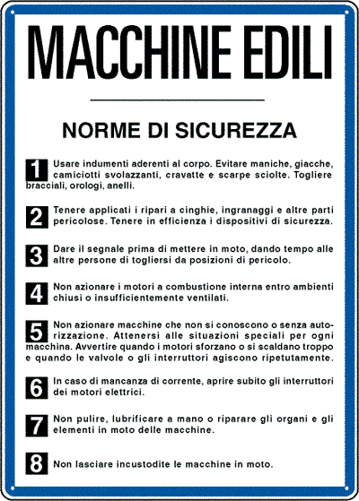 3713 - Cartello NORME MACCHINE EDILI