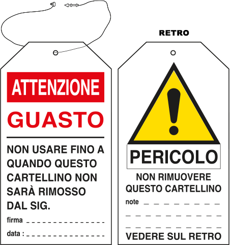9813 - Cartello avvertimento  ATTENZIONE GUASTO
