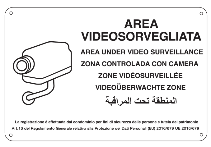 33358 - Cartello AREA VIDEOSORVEGLIATA (D.LGS. n.101 del 10/08/2018)