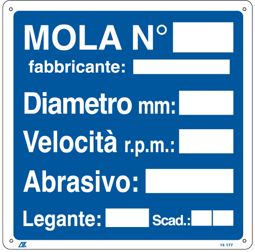 15177X - Cartello informazione MOLA N diametro velocita'