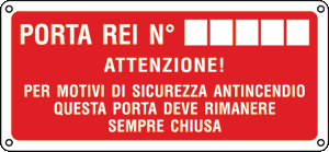 16111WS - Etichetta adesiva antincendio porta rei n. attenzione