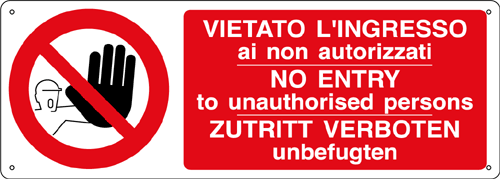 18056K - Cartello divieto vietato l'ingresso (3 lingue)