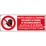 18093K - Cartello vietato accesso personale non munito tessera