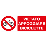 1876KS - Etichetta divieto vietato appoggiare biciclette