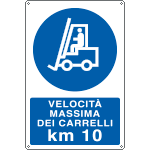 1933Y - Cartello obbligo velocita' massima carrelli 10 Km
