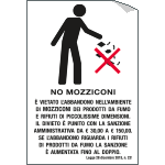 2218S - etichetta per vetri vietato l'abbandono di mozziconi.....