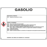 27B570 - cartello sostanze pericolose simbologia CLP " GASOLIO"