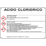 27B590 - cartello sostanze pericolose simbologia CLP " ACIDO CLORIDRICO "