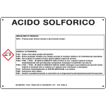 35B580 - cartello sostanze pericolose simbologia CLP " ACIDO SOLFORICO "