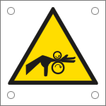 49653N - Cartello pericolo schiacciamento mano da rulli