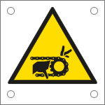 49690M - Cartello alluminio pericolo trasmissione a catena