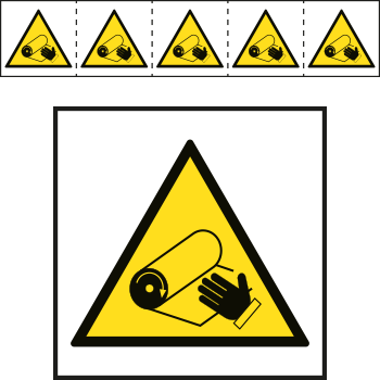 49699MS - foglio n.5 etichette 60X60 pericolo avvolgimento bobina