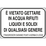 5652H - Cartello alluminio vietato gettare in acqua rifiuti