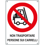 621901Y - Cartello divieto trasportare persone sui carrelli