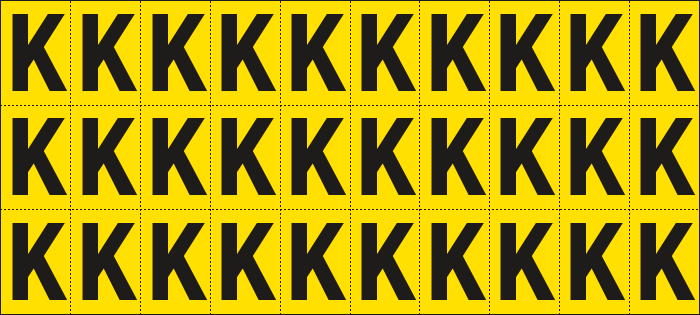 902K - Foglio n.30 etichette adesive G/N lettera K