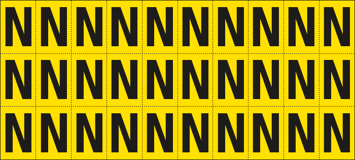 902N - Foglio n.30 etichette adesive G/N lettera N