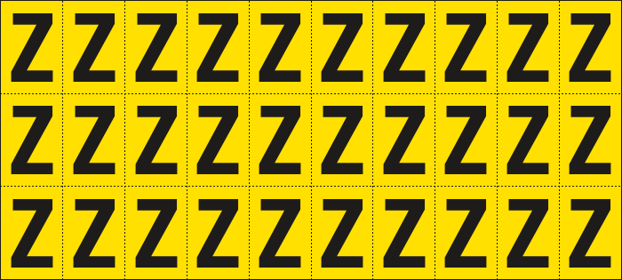 902Z - Foglio n.30 etichette adesive G/N lettera Z