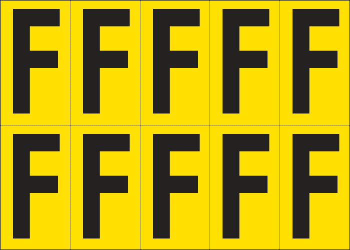 905F - Foglio n.10 etichette adesive G/N lettera F