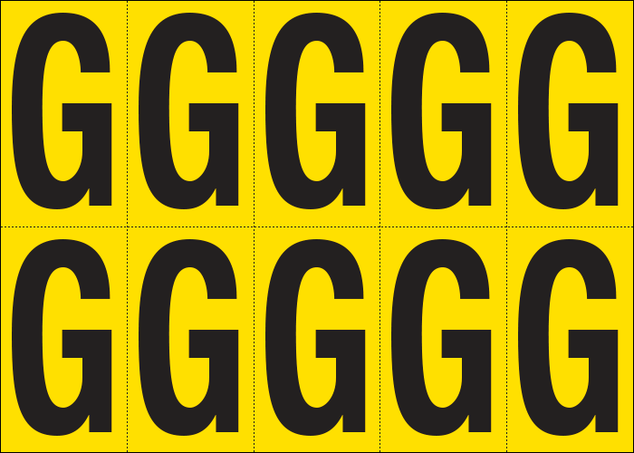 905G - Foglio n.10 etichette adesive G/N lettera G