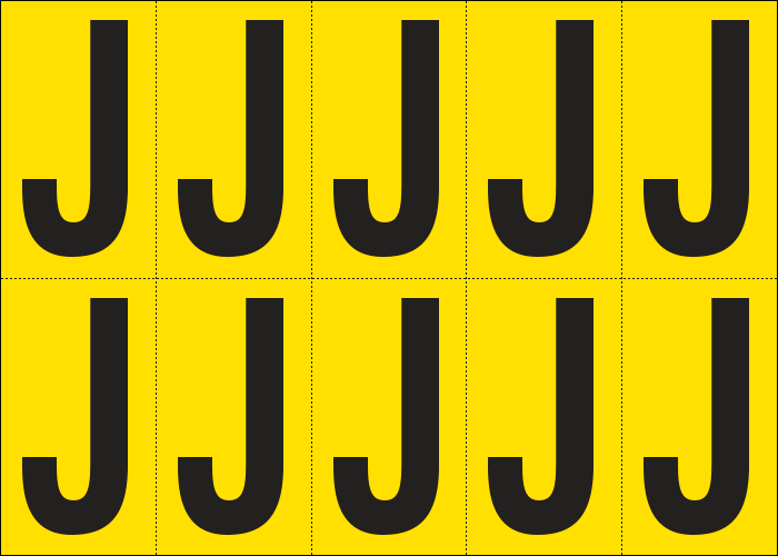 905J - Foglio n.10 etichette adesive G/N lettera J