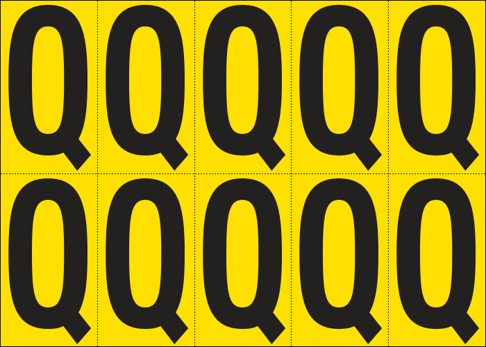 905Q - Foglio n.10 etichette adesive G/N lettera Q