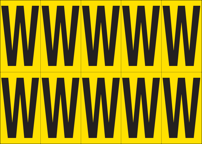 905W - Foglio n.10 etichette adesive G/N lettera W