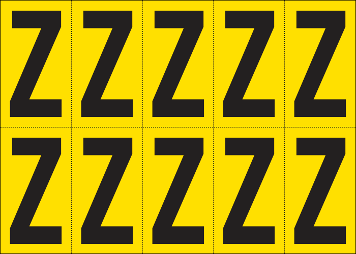 905Z - Foglio n.10 etichette adesive G/N lettera Z
