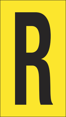 907R - Foglio n.1 etichette adesive G/N lettera R