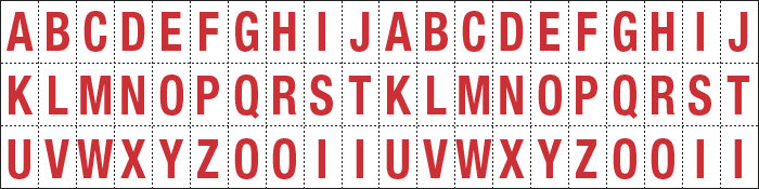 910AZ - Foglio n.60 etichette adesive B/R lett. da A a Z