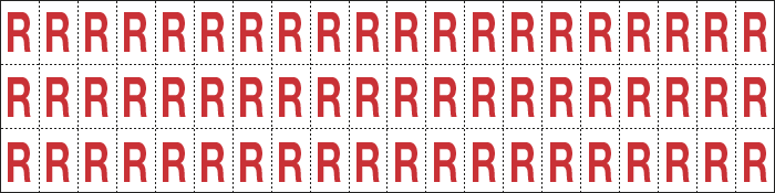 910R - Foglio n.60 etichette adesive B/R lettera R