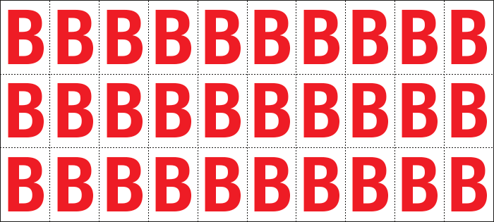 912B - Foglio n.30 etichette adesive B/R lettera B