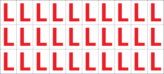 912L - Foglio n.30 etichette adesive B/R lettera L