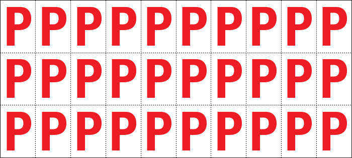 912P - Foglio n.30 etichette adesive B/R lettera P