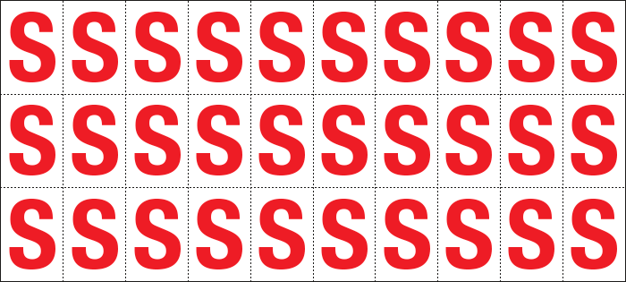 912S - Foglio n.30 etichette adesive B/R lettera S