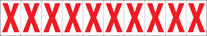 914X - Foglio n.10 etichette adesive B/R lettera X