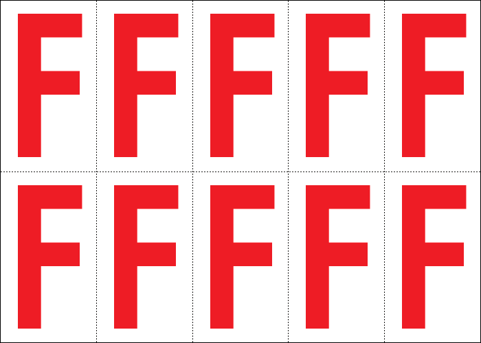 915F - Foglio n.10 etichette adesive B/R lettera F