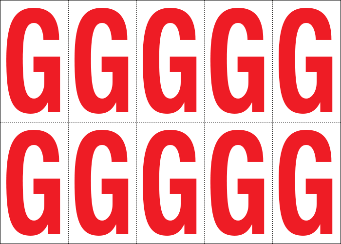 915G - Foglio n.10 etichette adesive B/R lettera G