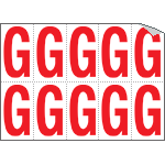 915G - Foglio n.10 etichette adesive B/R lettera G
