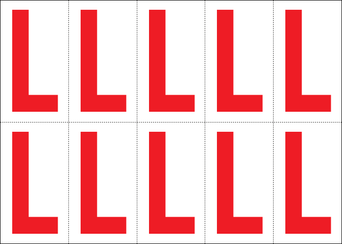 915L - Foglio n.10 etichette adesive B/R lettera L