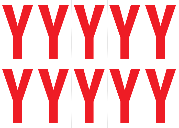 915Y - Foglio n.10 etichette adesive B/R lettera Y