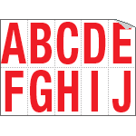 916AJ - Foglio n.10 etichette adesive B/R lett. da A a J