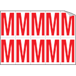 916M - Foglio n.10 etichette adesive B/R lettera M