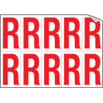 916R - Foglio n.10 etichette adesive B/R lettera R