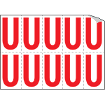 916U - Foglio n.10 etichette adesive B/R lettera U