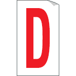 917D - Foglio n.1 etichette adesive B/R lettera D