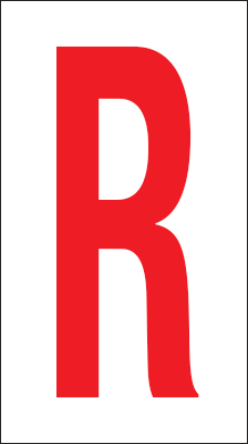 917R - Foglio n.1 etichette adesive B/R lettera R