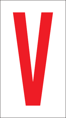 917V - Foglio n.1 etichette adesive B/R lettera V